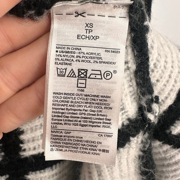 GAP Black & White Longline Plaid Open-Front Cardigan Sweater // XS - Picture 8 of 10